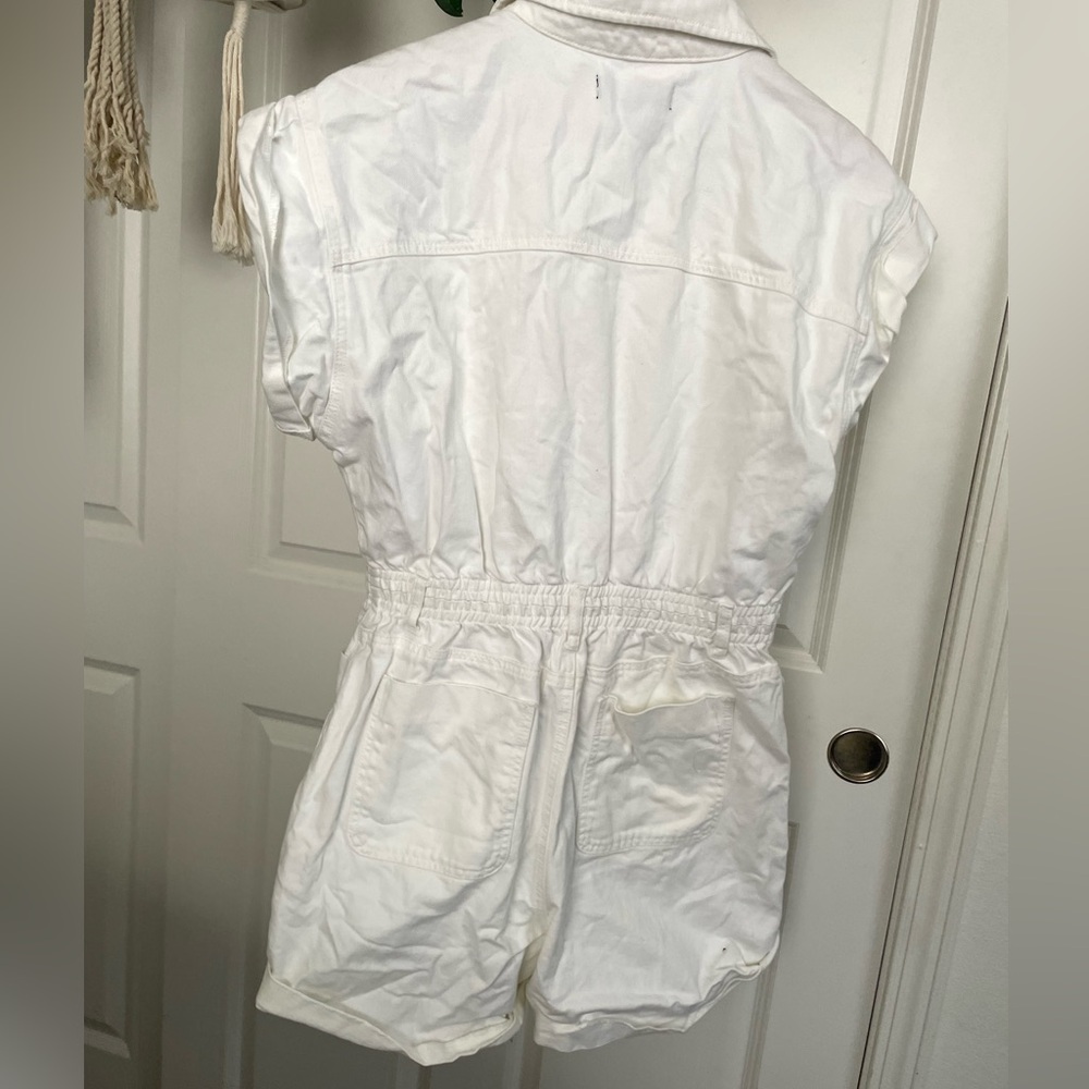 Blank NYC White Jean Shorts Romper L - Picture 5 of 5